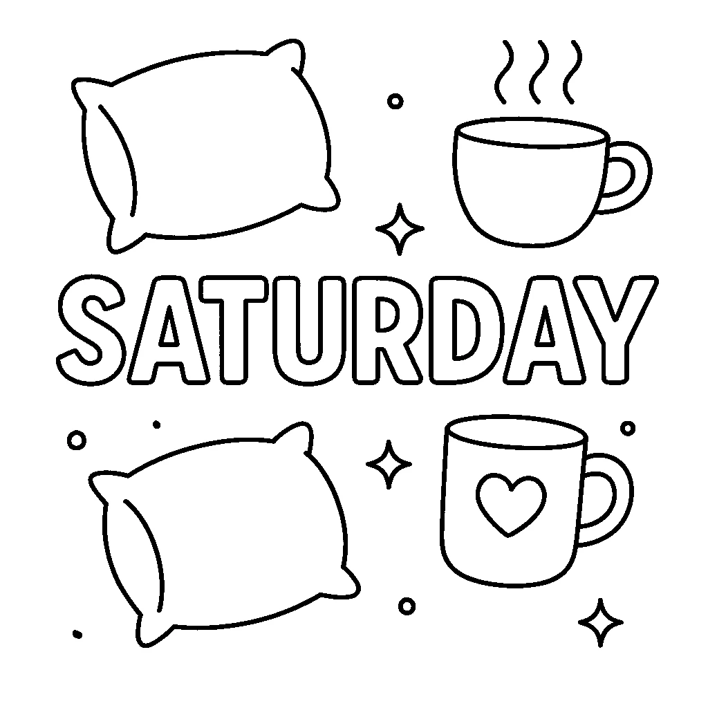 Saturday, דף צביעה להדפסה לילדים