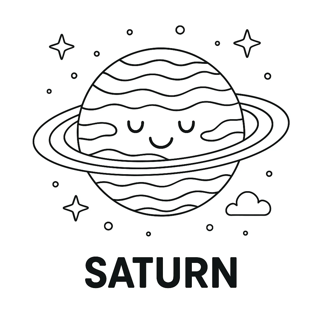 Saturn, דף צביעה להדפסה לילדים