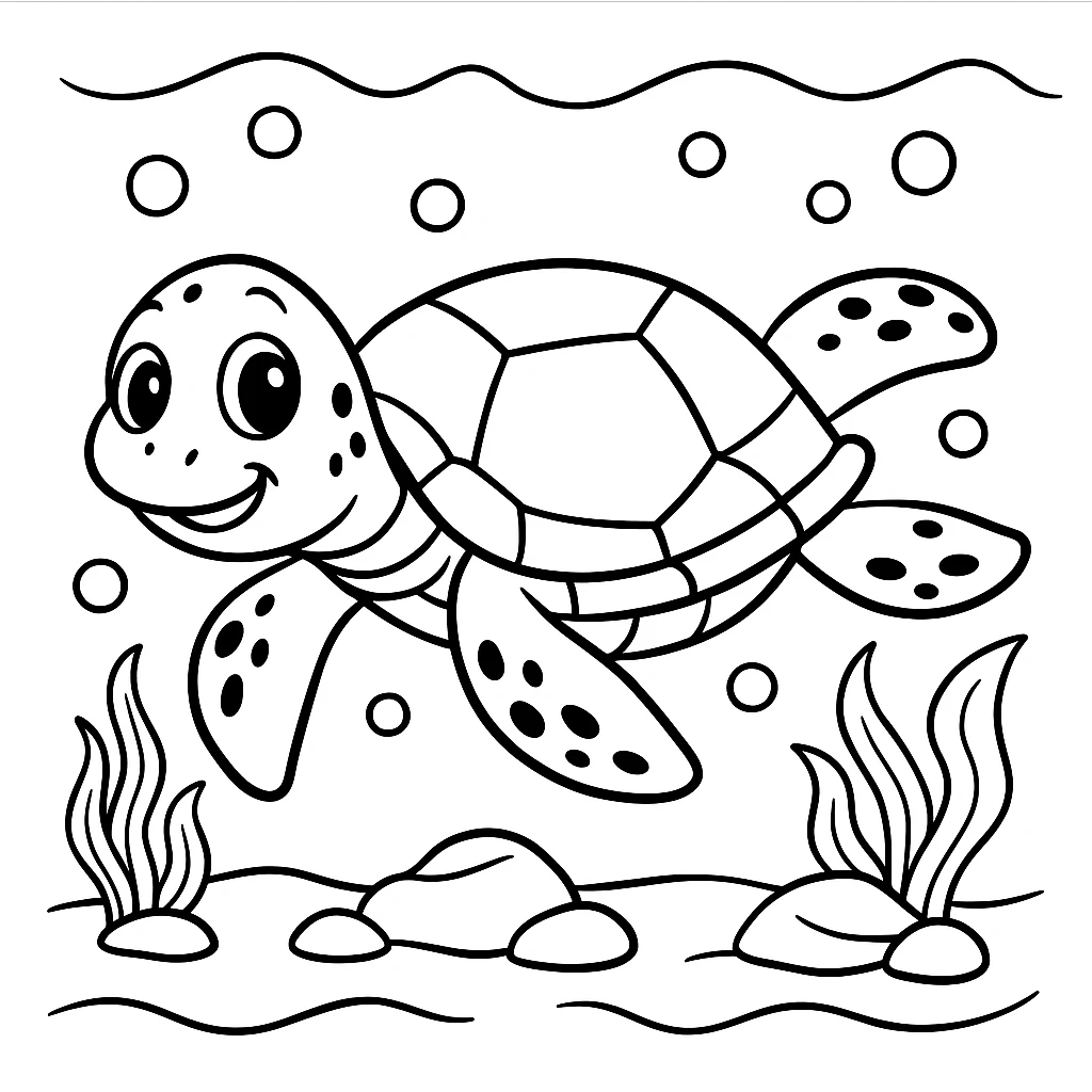 Sea Turtle, דף צביעה להדפסה לילדים