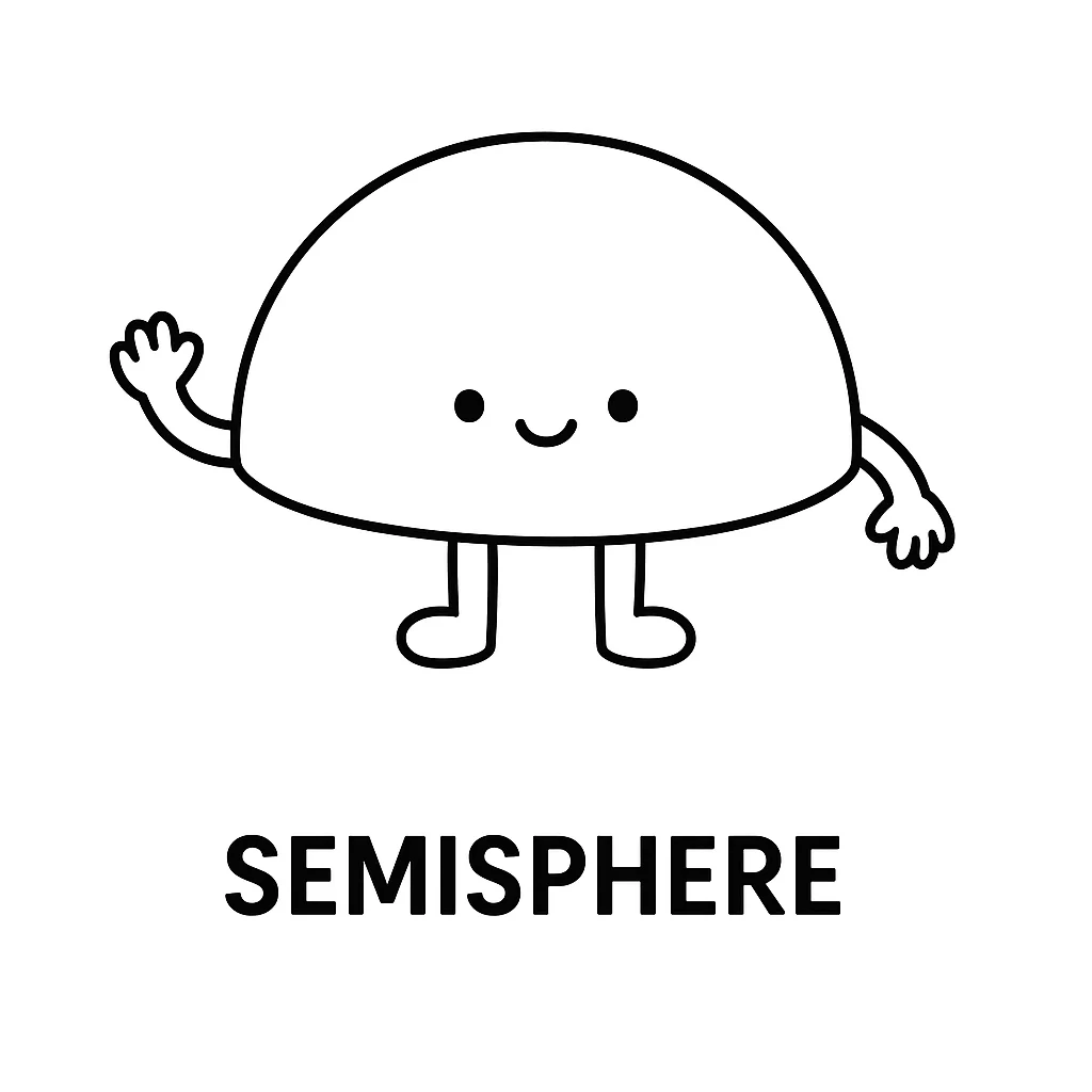 Hemisphere 3D Shape, דף צביעה להדפסה לילדים
