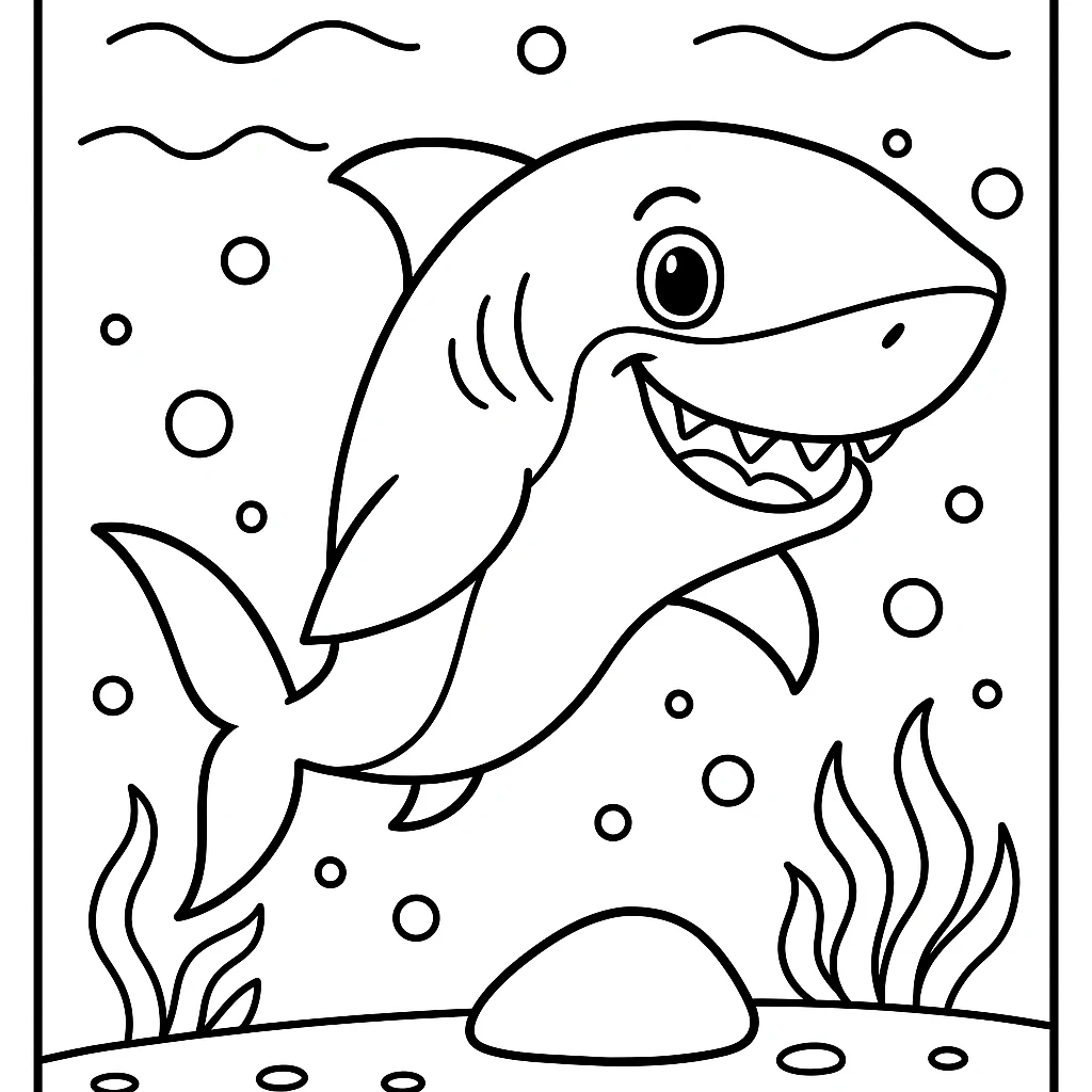 Shark, דף צביעה להדפסה לילדים