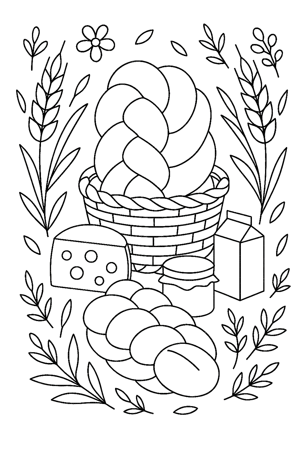 Picnic de Shavuot, página para colorear imprimible para niños