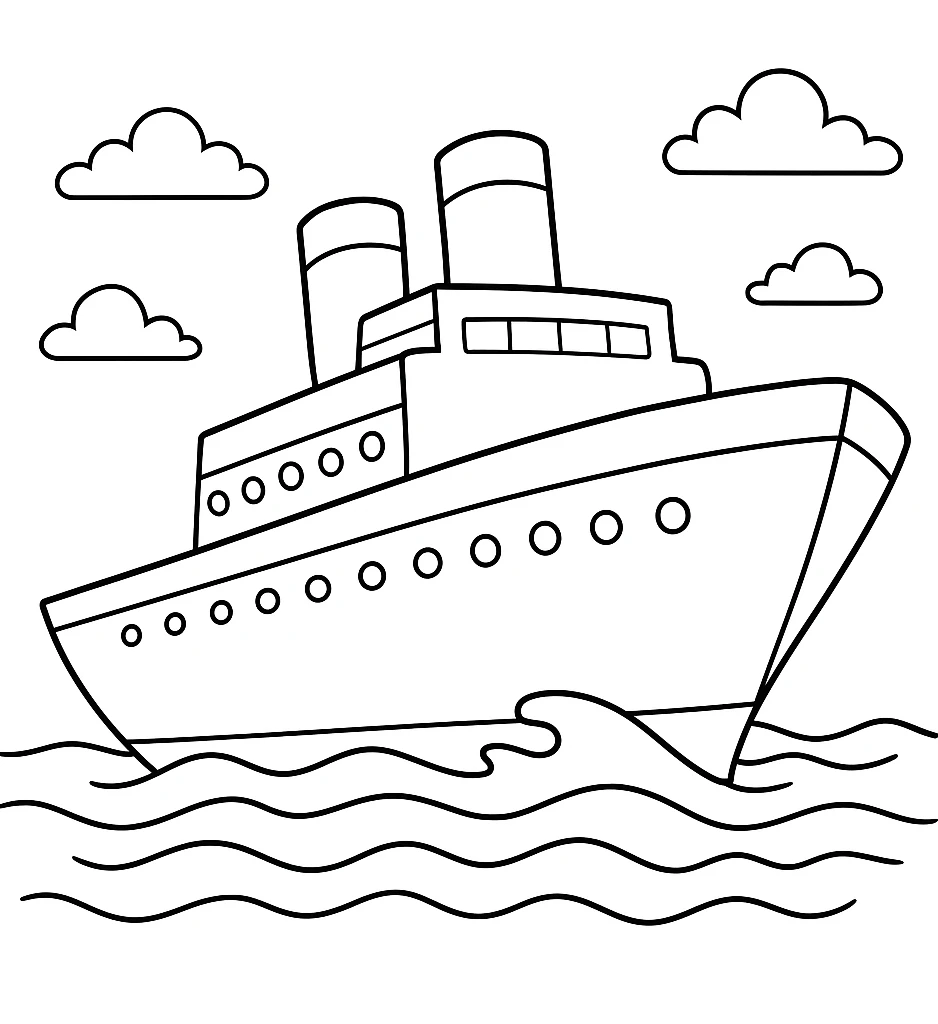 Ship, דף צביעה להדפסה לילדים