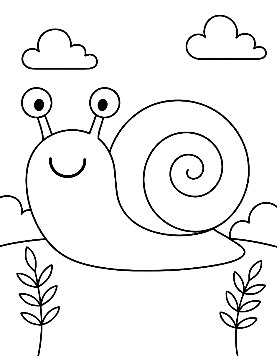 Snail, דף צביעה להדפסה לילדים