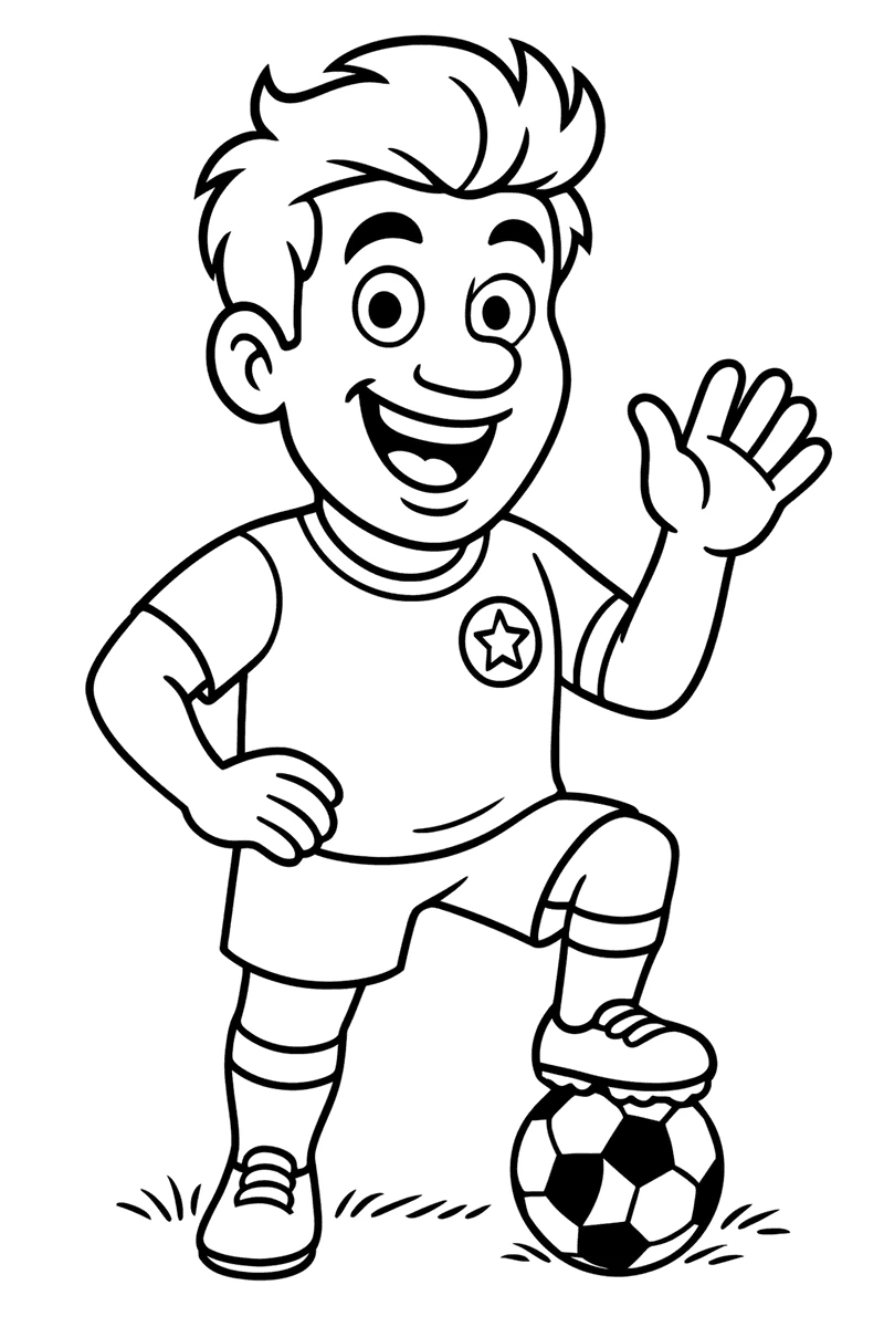 Soccer Player, דף צביעה להדפסה לילדים