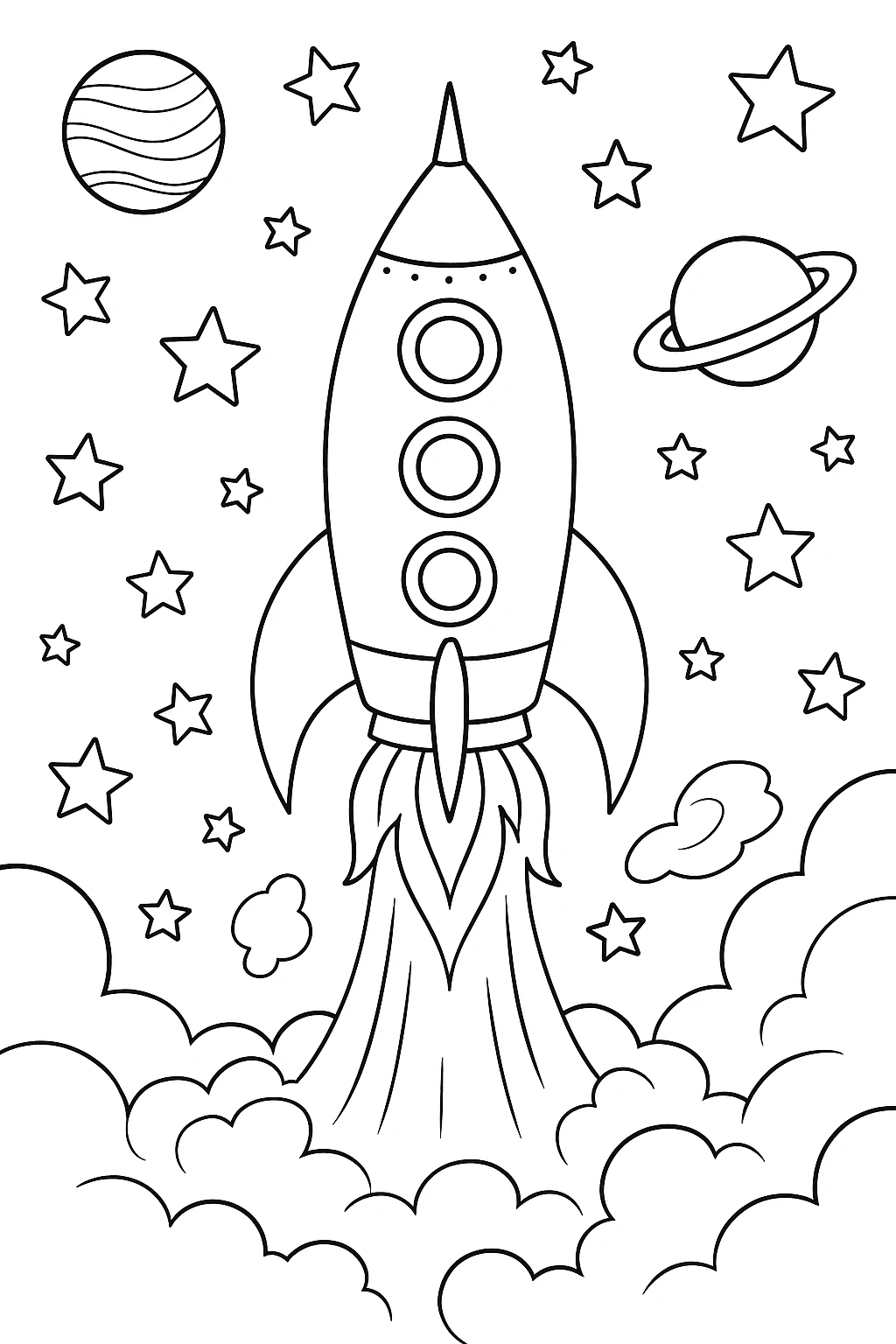 Spaceship, דף צביעה להדפסה לילדים