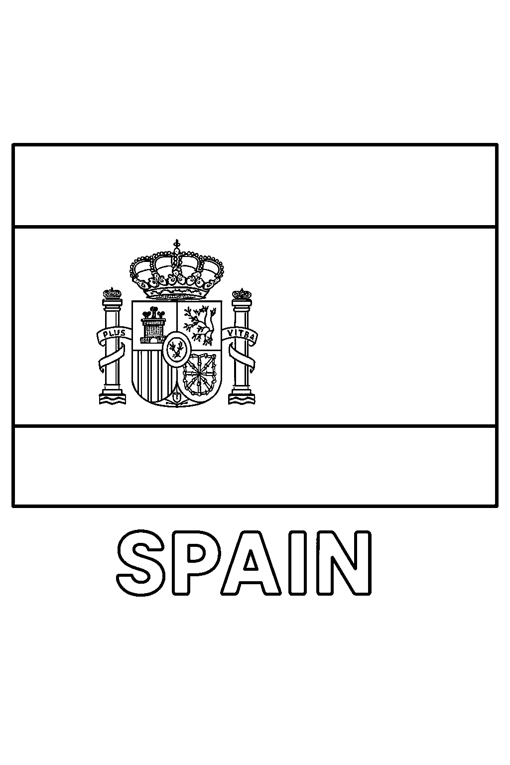 Spain Flag, דף צביעה להדפסה לילדים
