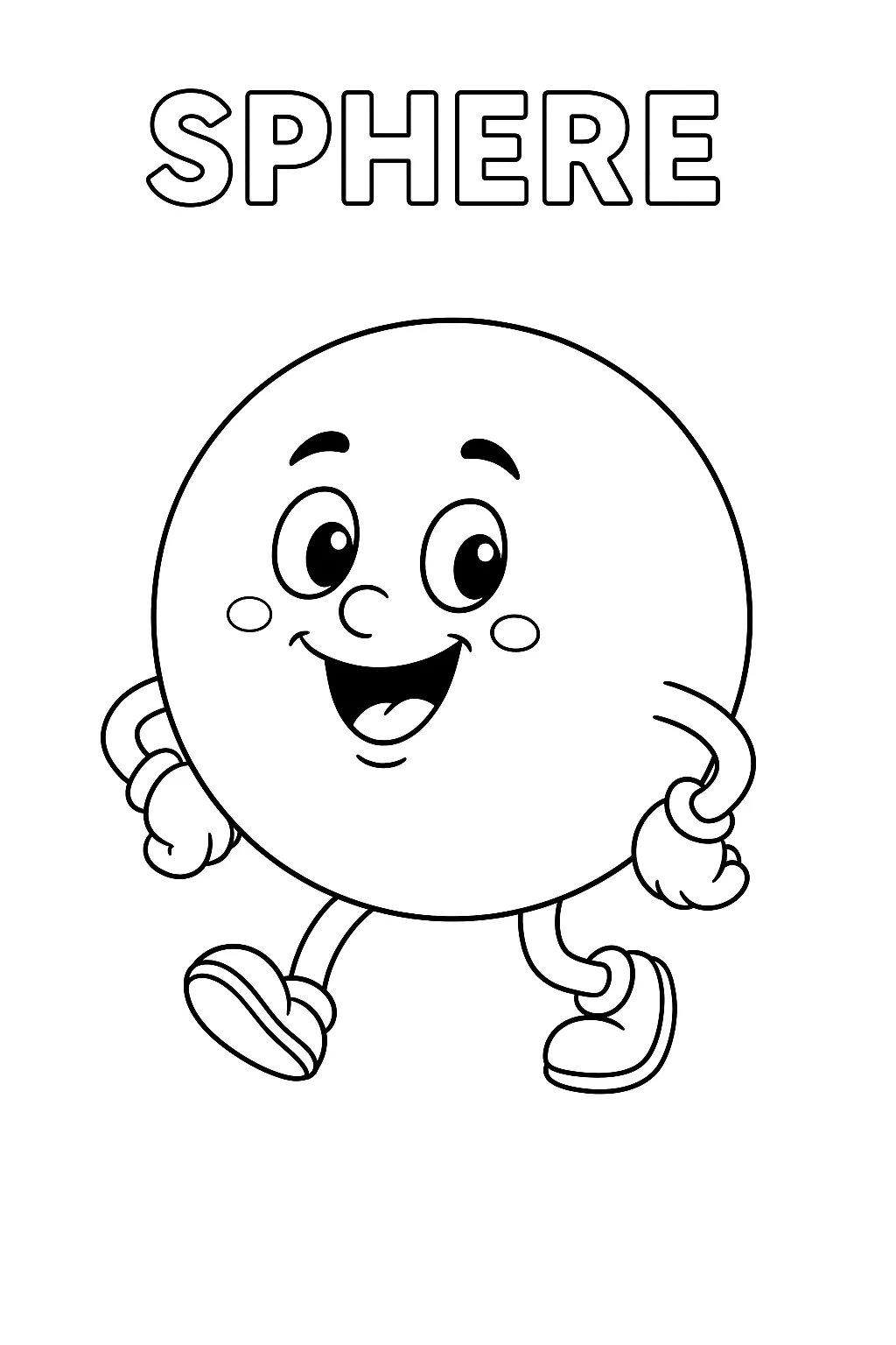 Sphere 3D Shape, דף צביעה להדפסה לילדים