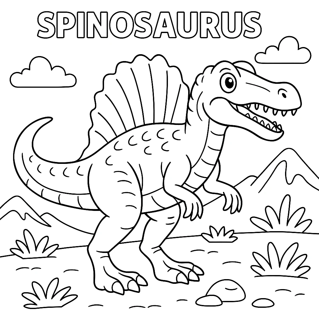 Spinosaurus, דף צביעה להדפסה לילדים
