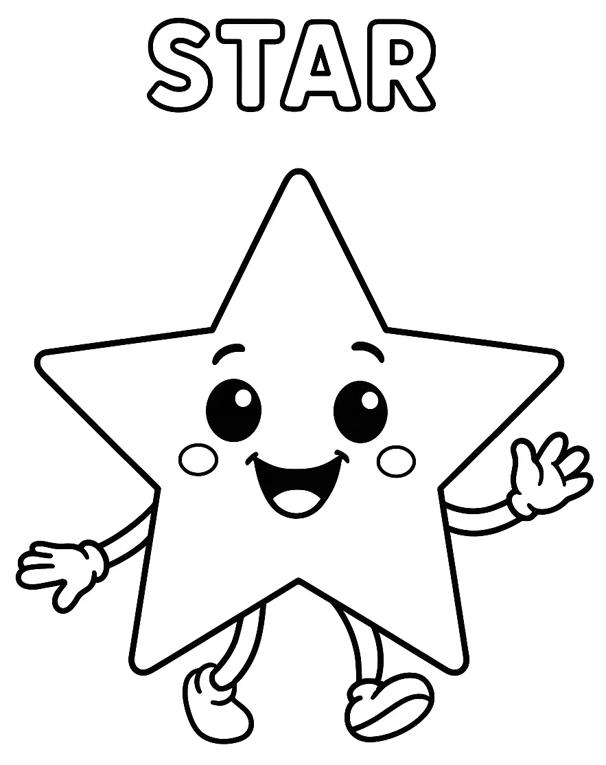 Star Shape, דף צביעה להדפסה לילדים