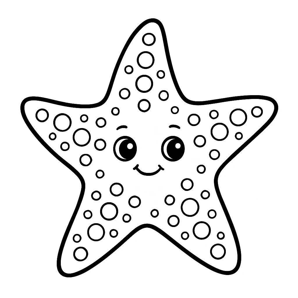 Starfish, דף צביעה להדפסה לילדים