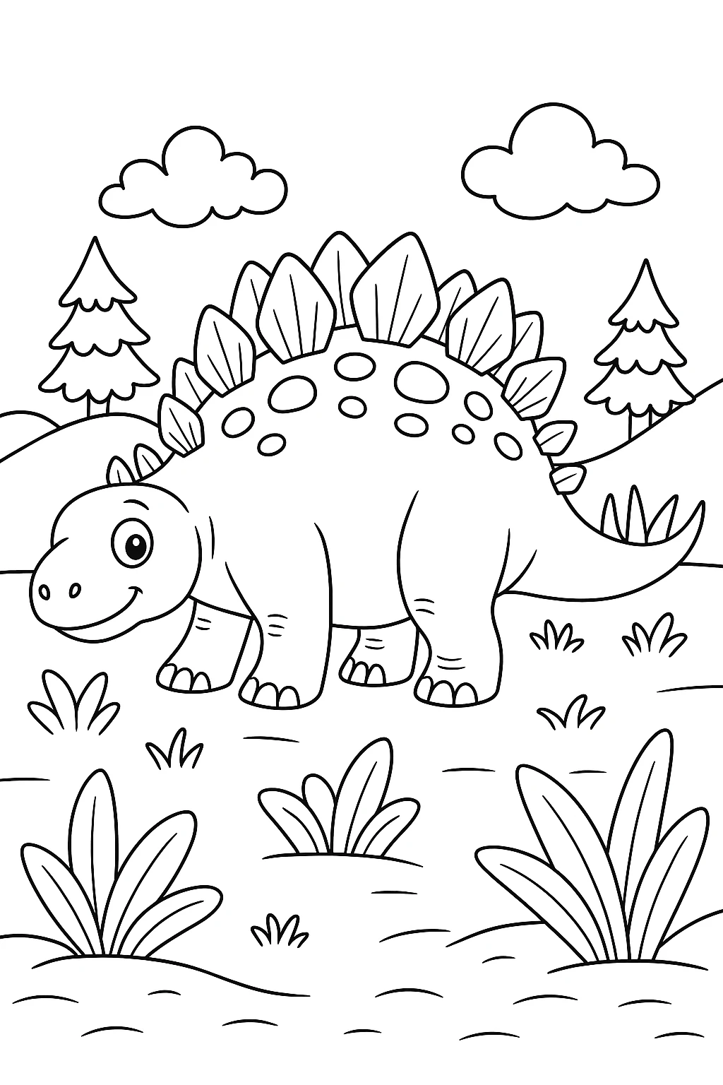 Stegosaurus, דף צביעה להדפסה לילדים