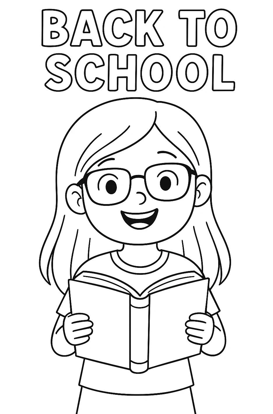 Estudiante Leyendo Libro, página para colorear imprimible para niños