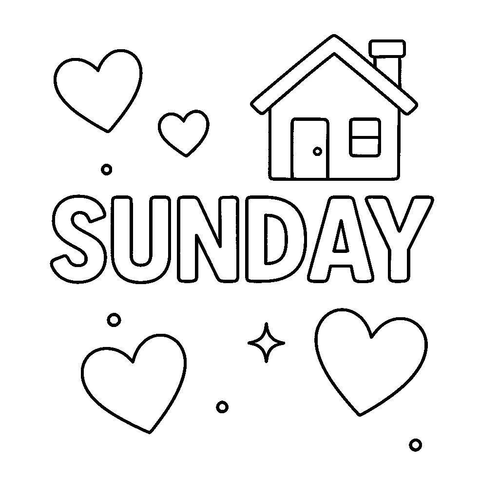 Sunday, דף צביעה להדפסה לילדים