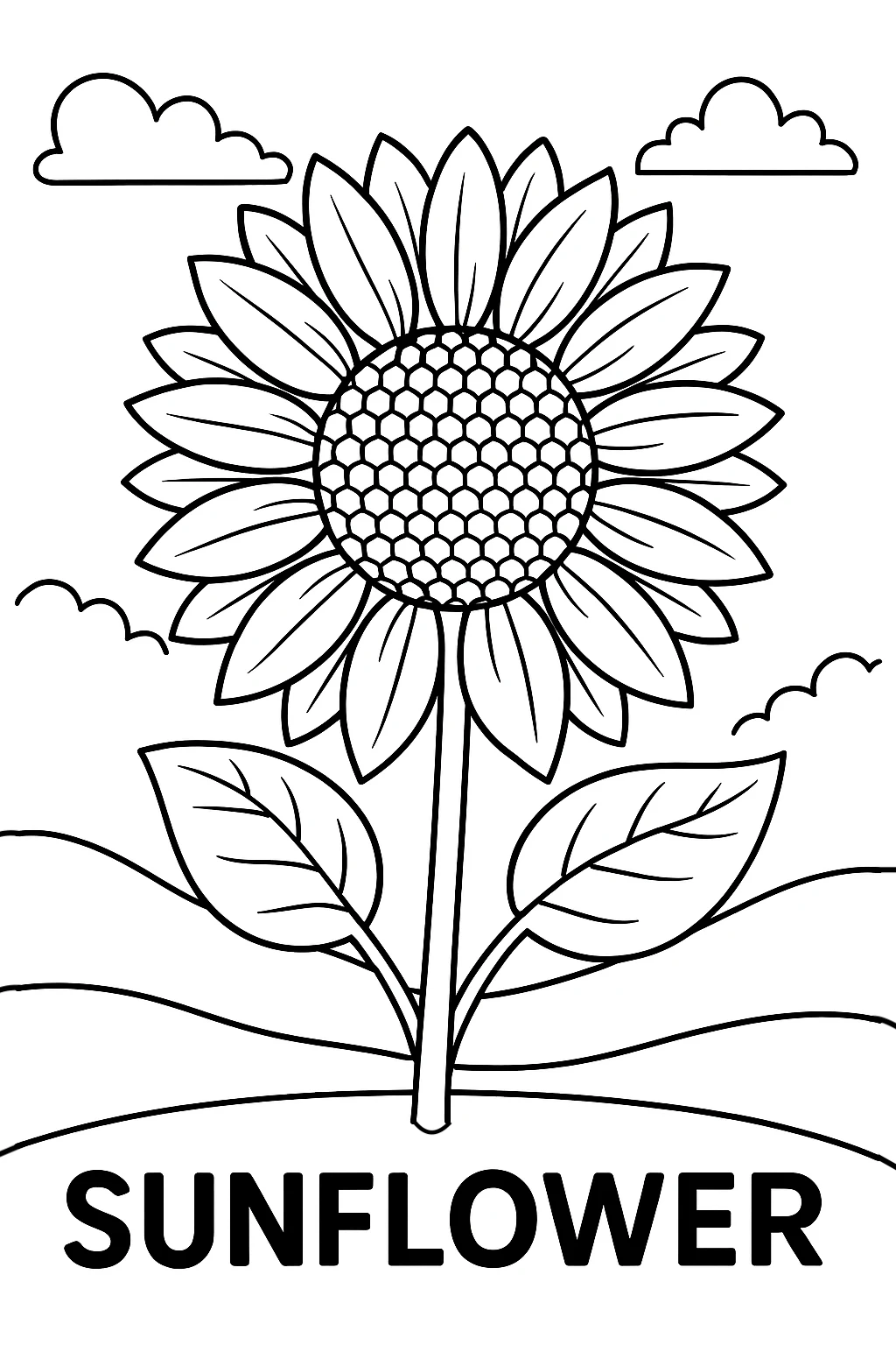 Sunflower, דף צביעה להדפסה לילדים