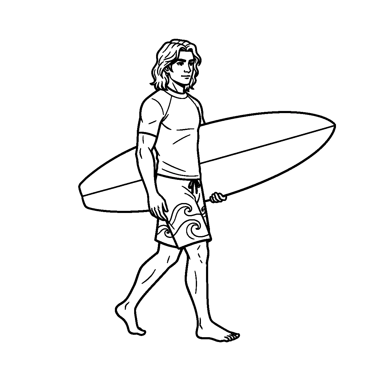 Surfer, דף צביעה להדפסה לילדים