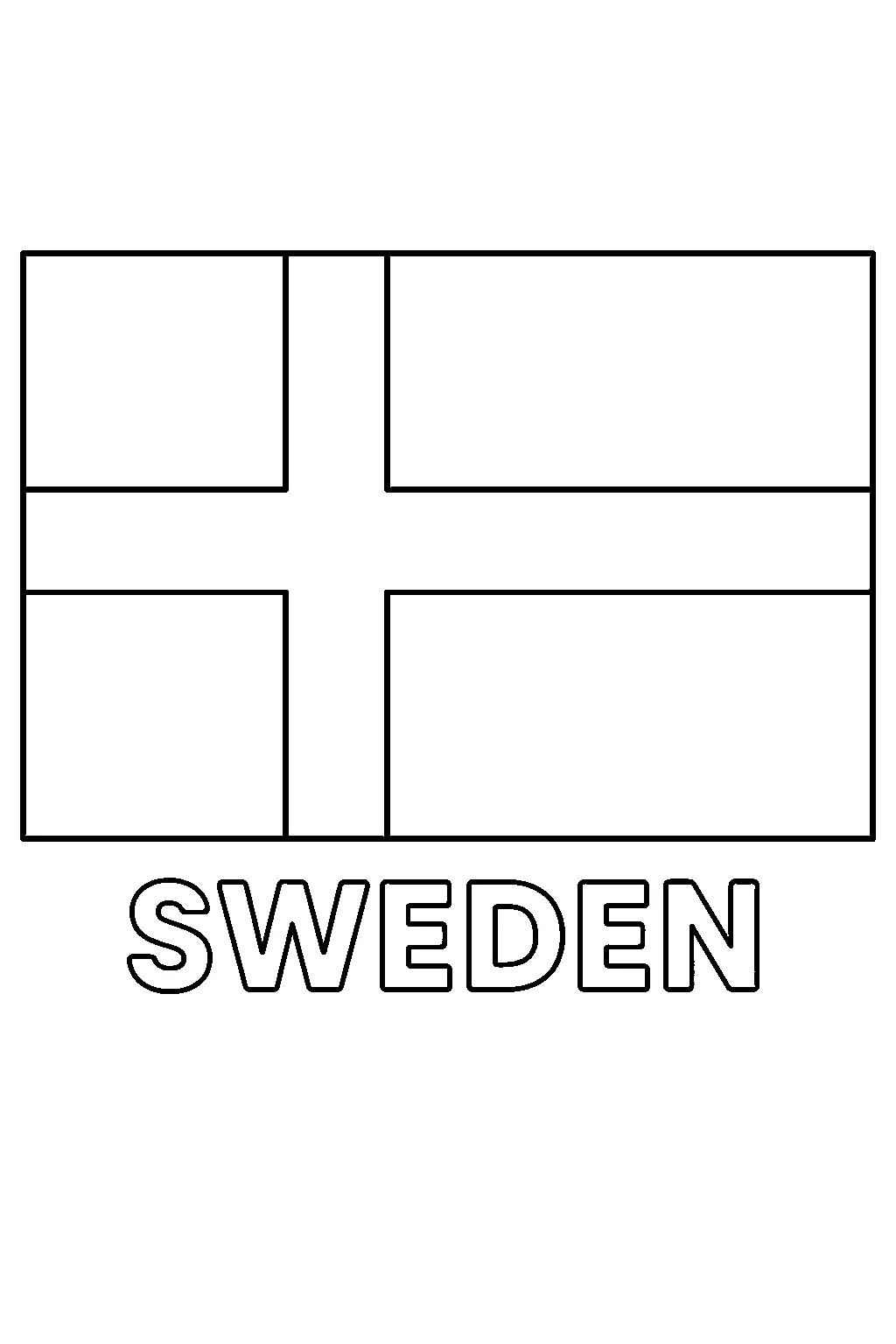 Bandera de Suecia, página para colorear imprimible para niños