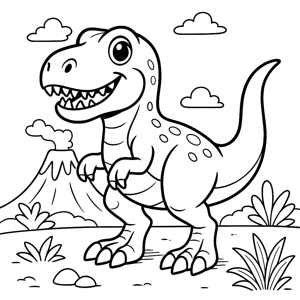 T-Rex, דף צביעה להדפסה לילדים