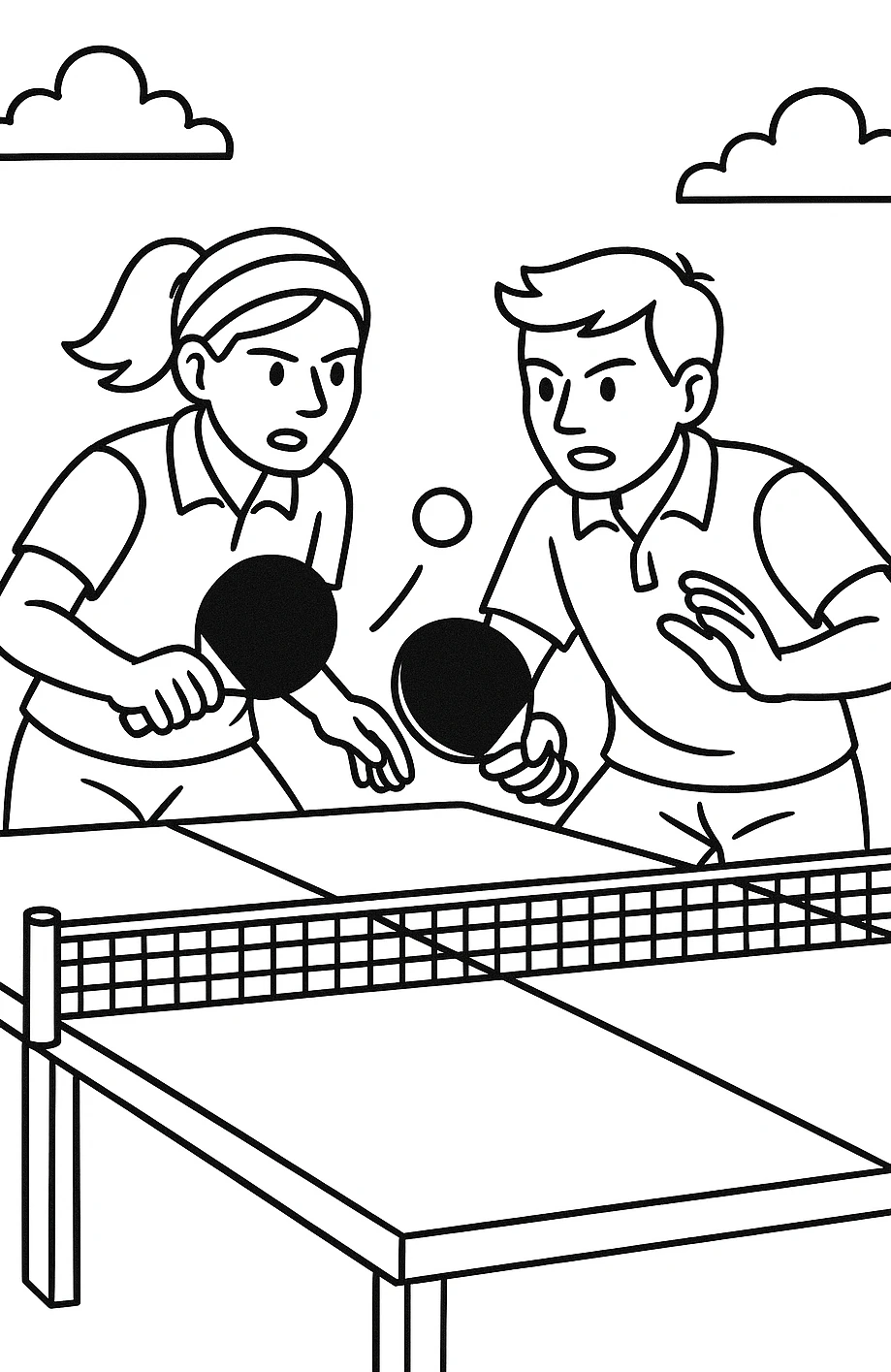 Table Tennis, דף צביעה להדפסה לילדים