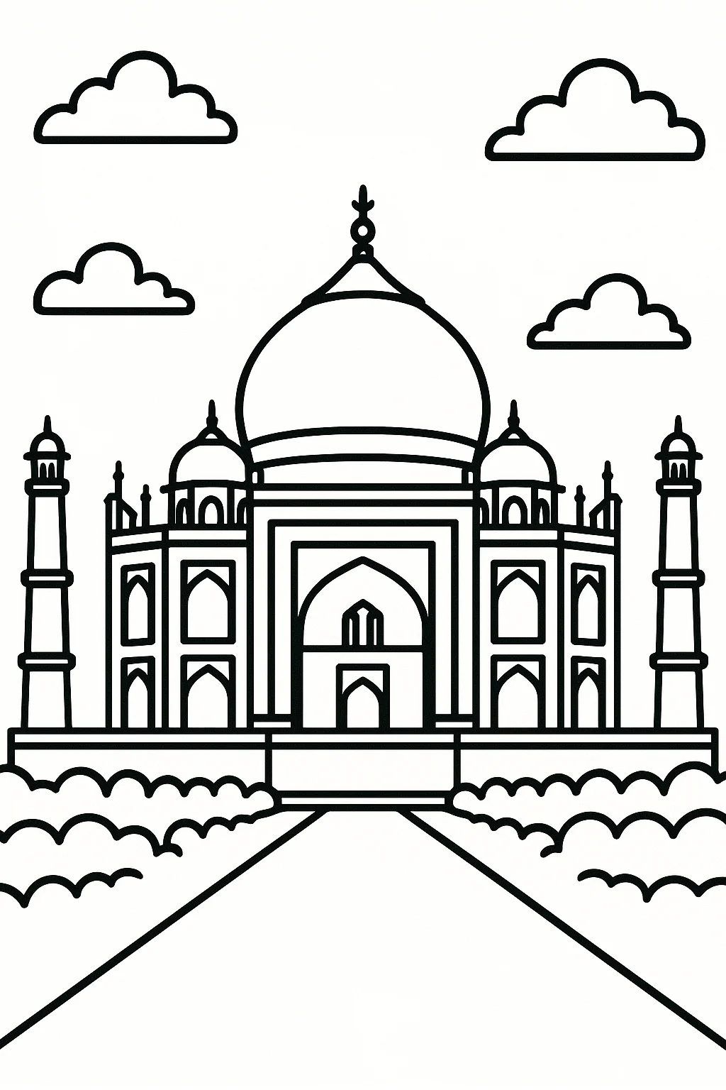 Taj Mahal, דף צביעה להדפסה לילדים