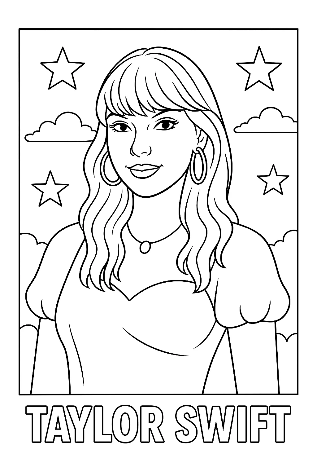 Pop Estrella Singer, página para colorear imprimible para niños