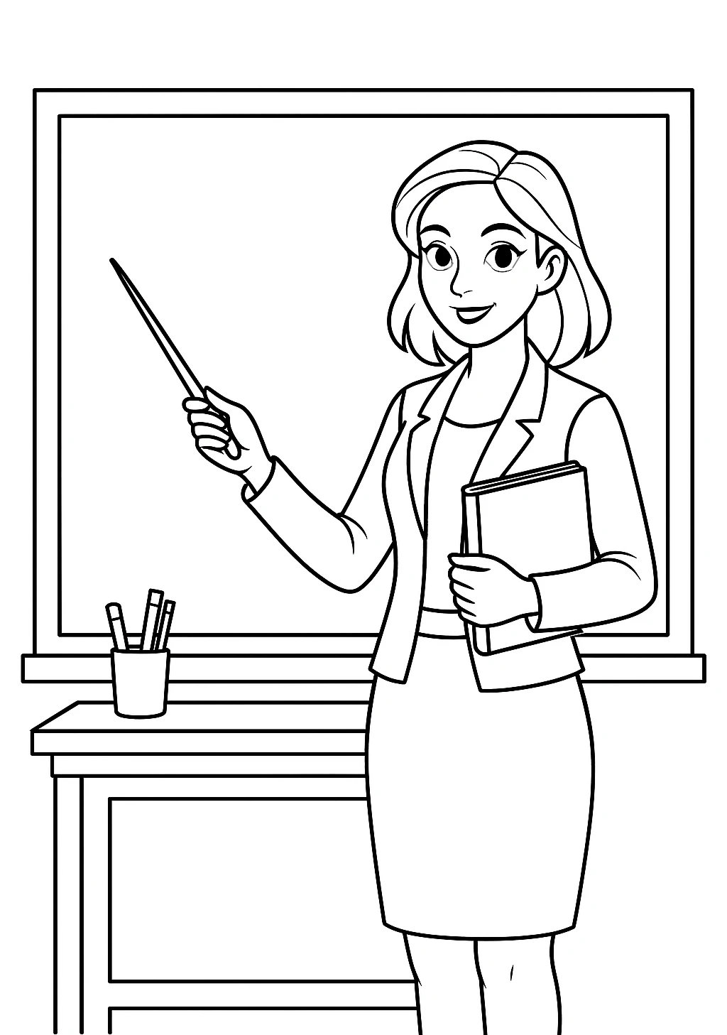 Teacher, דף צביעה להדפסה לילדים