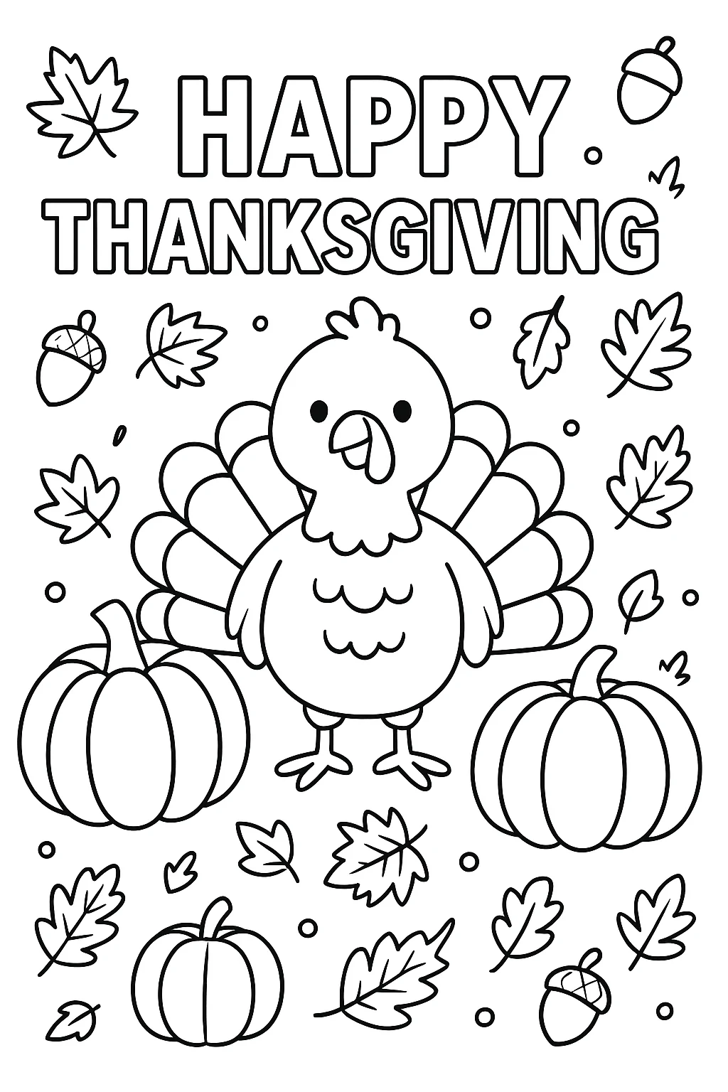 Thanksgiving Symbols and Traditions, דף צביעה להדפסה לילדים