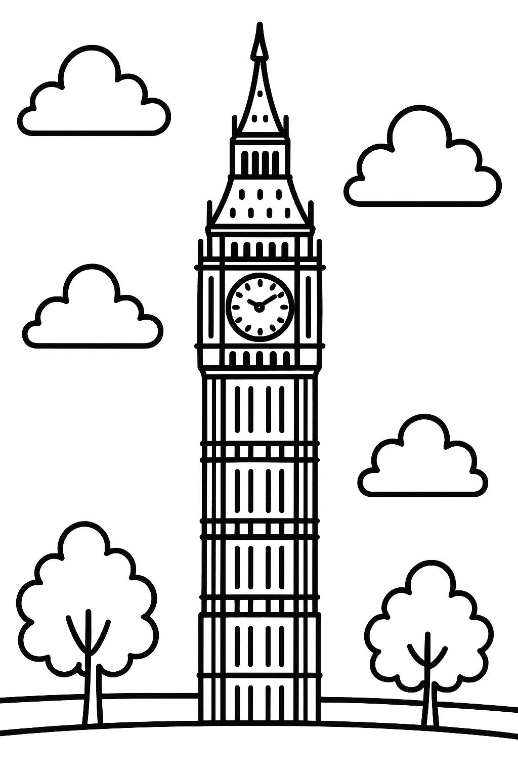 Big Ben, דף צביעה להדפסה לילדים