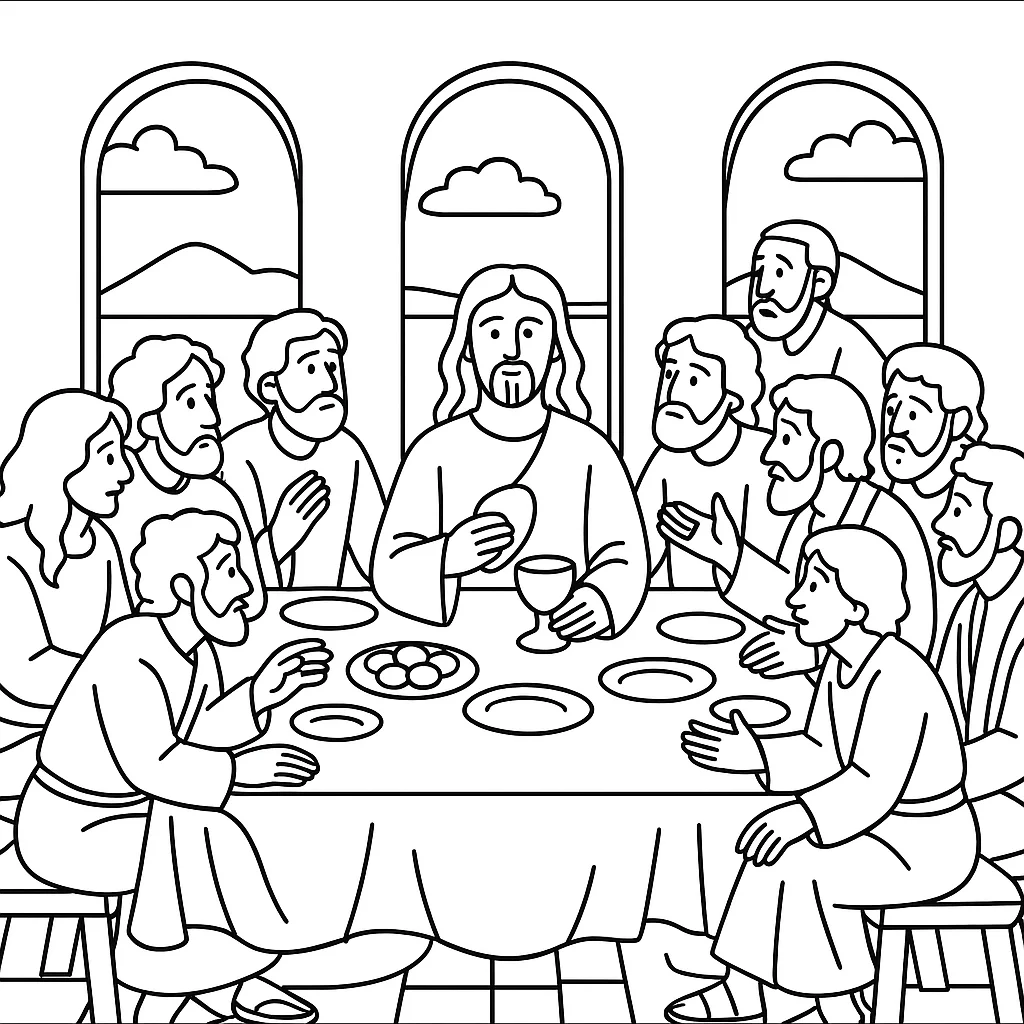 The Last Supper, דף צביעה להדפסה לילדים