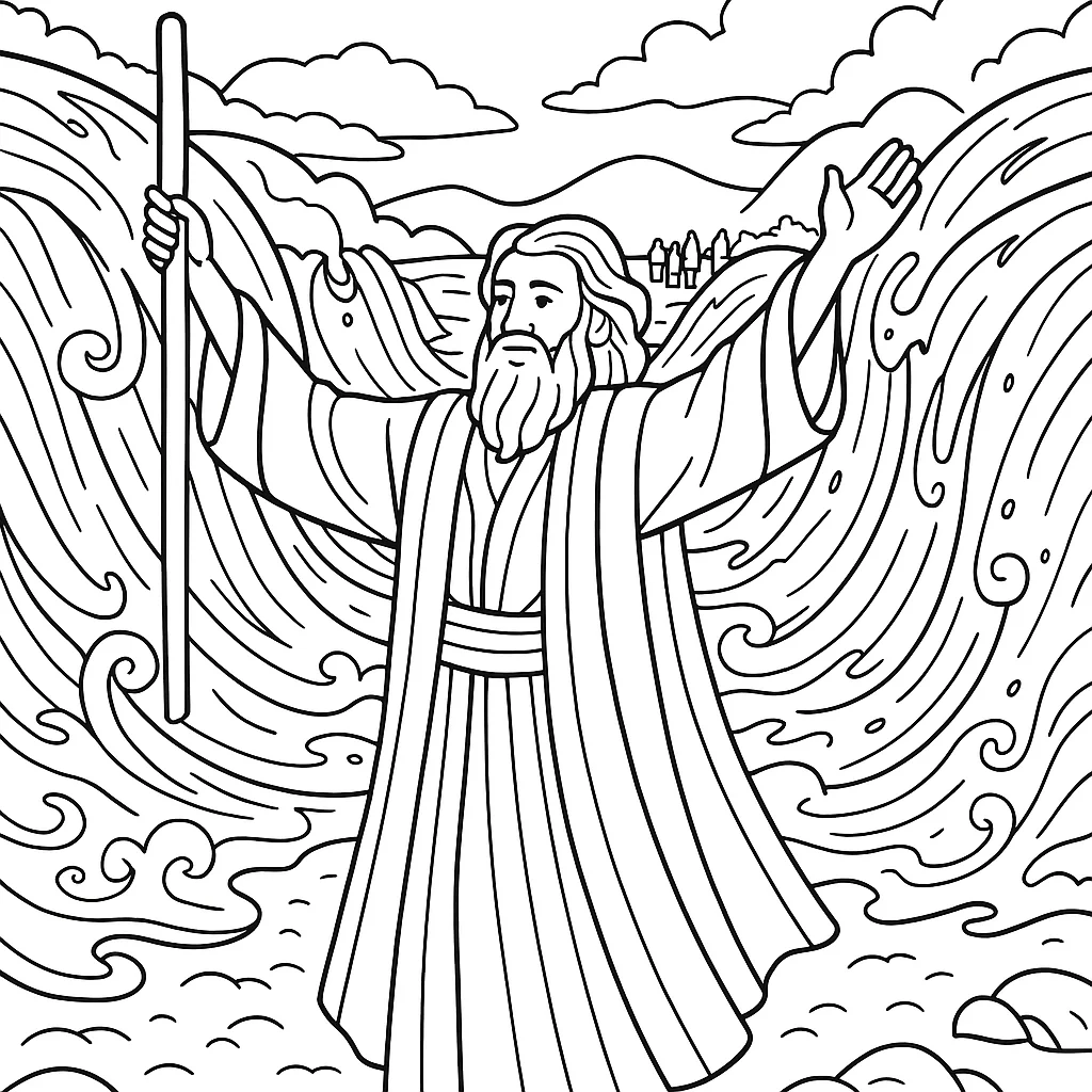 The Parting of the Sea, דף צביעה להדפסה לילדים