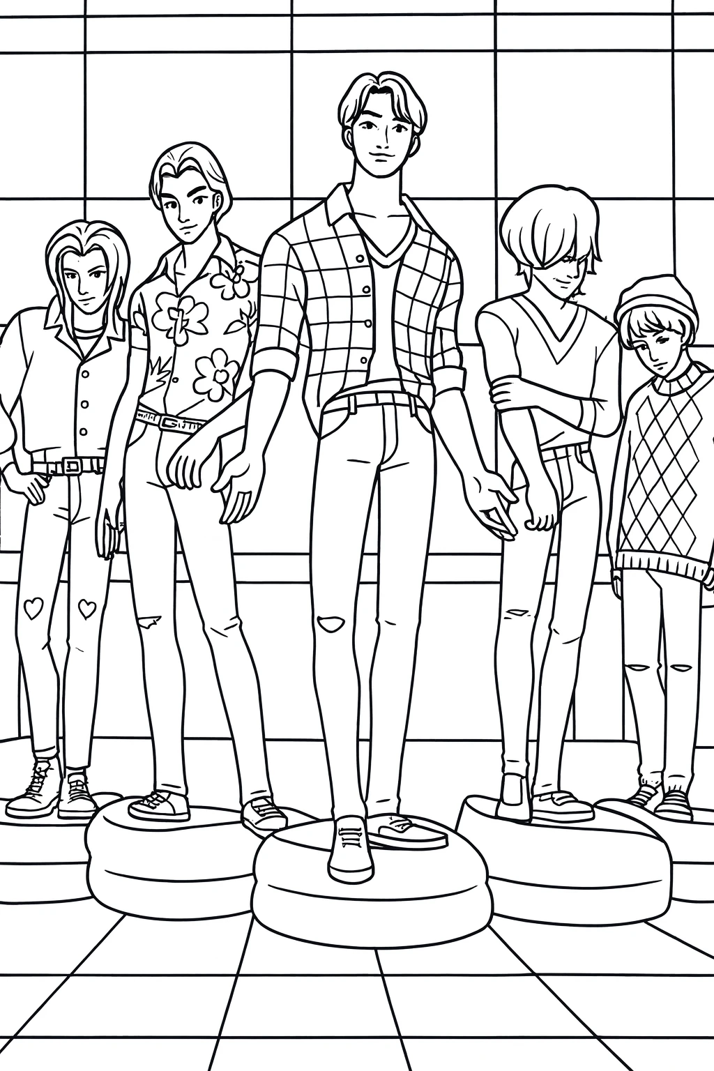 Los Chicos Saja, página para colorear imprimible para niños