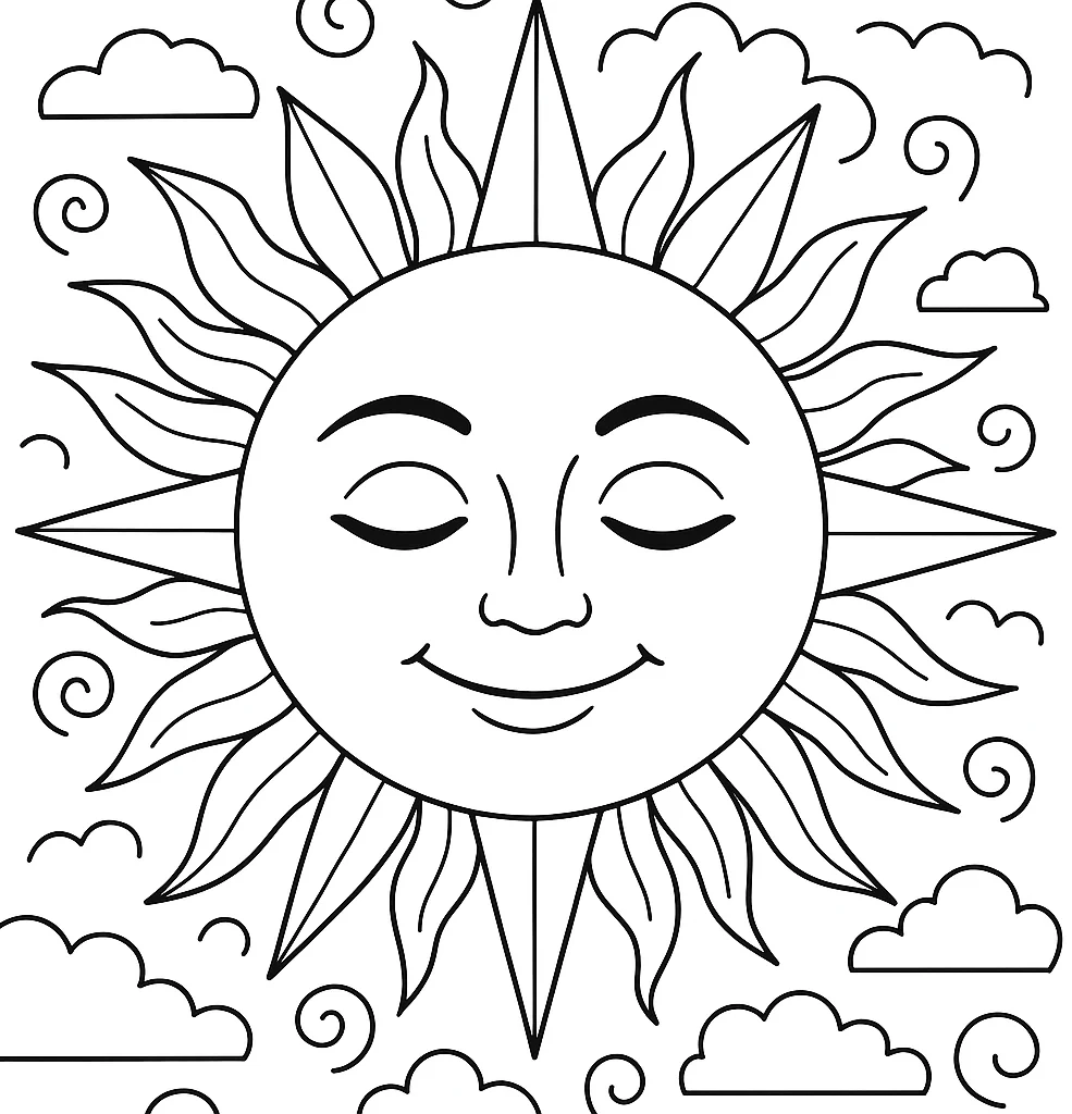 The Sun, דף צביעה להדפסה לילדים
