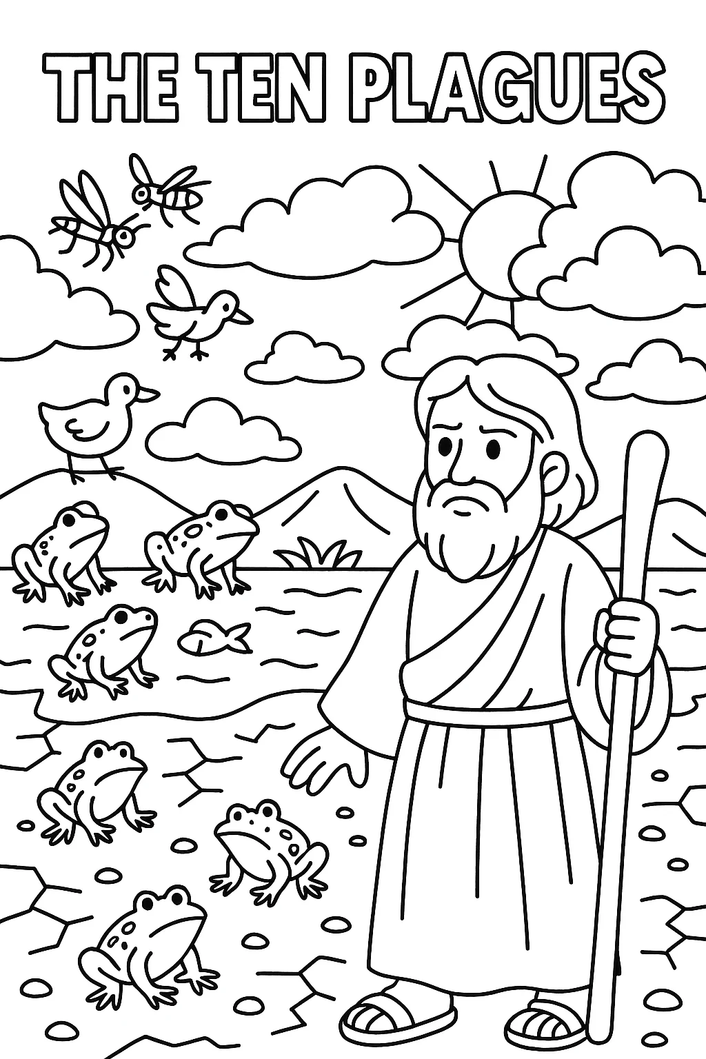 The Ten Plagues, דף צביעה להדפסה לילדים