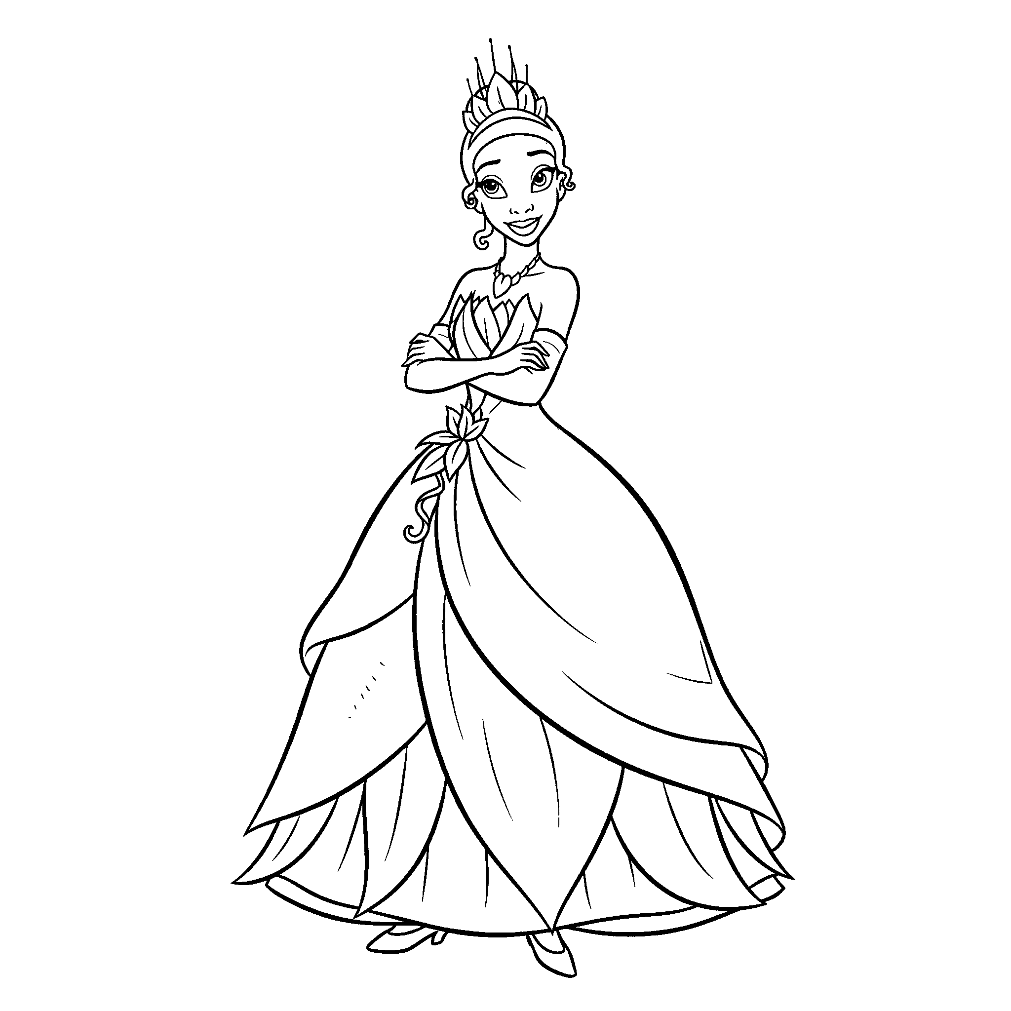 Tiana - The Princess and the Frog, דף צביעה להדפסה לילדים