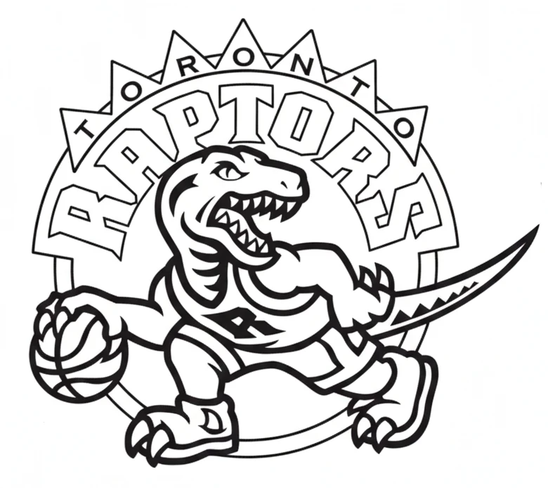Página para Colorear del Logo de Toronto Raptors, página para colorear imprimible para niños