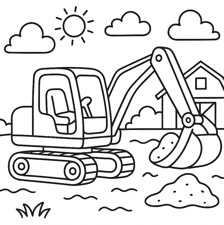 Tractor Coloring Page, דף צביעה להדפסה לילדים