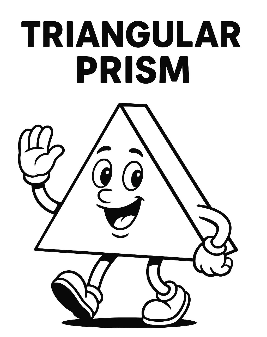 Triangular Prism 3D Shape, דף צביעה להדפסה לילדים