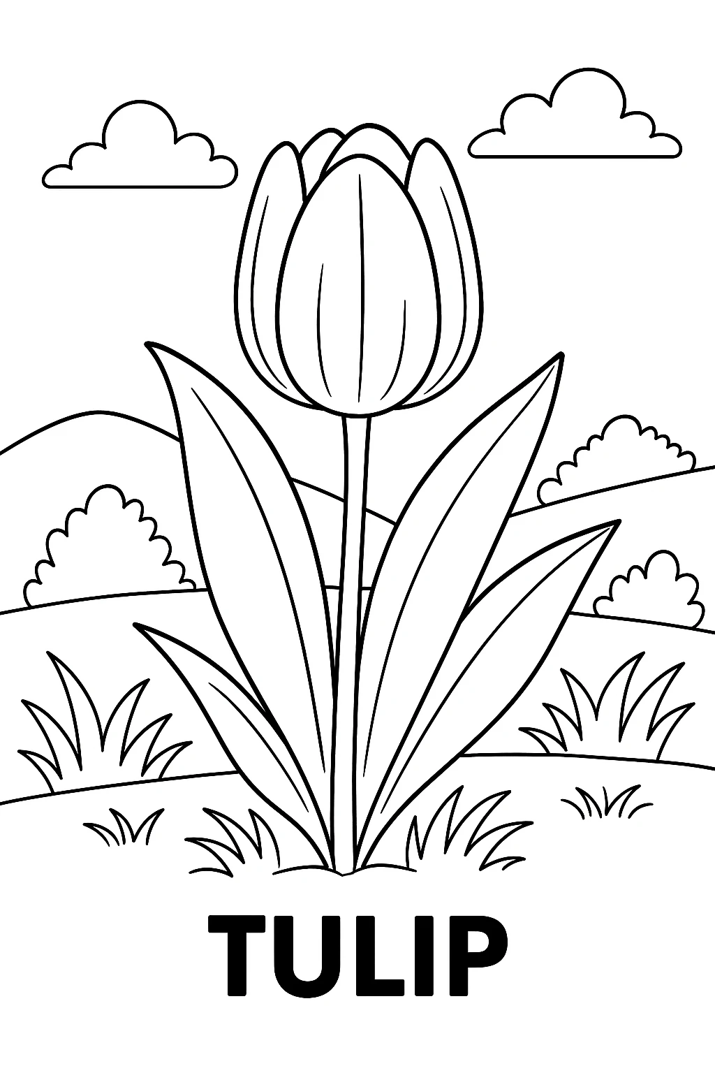 Tulip, דף צביעה להדפסה לילדים