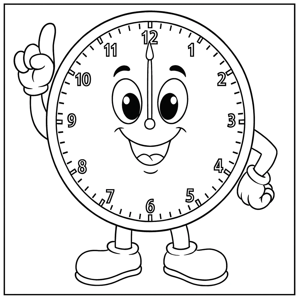 Twelve O'Clock, דף צביעה להדפסה לילדים