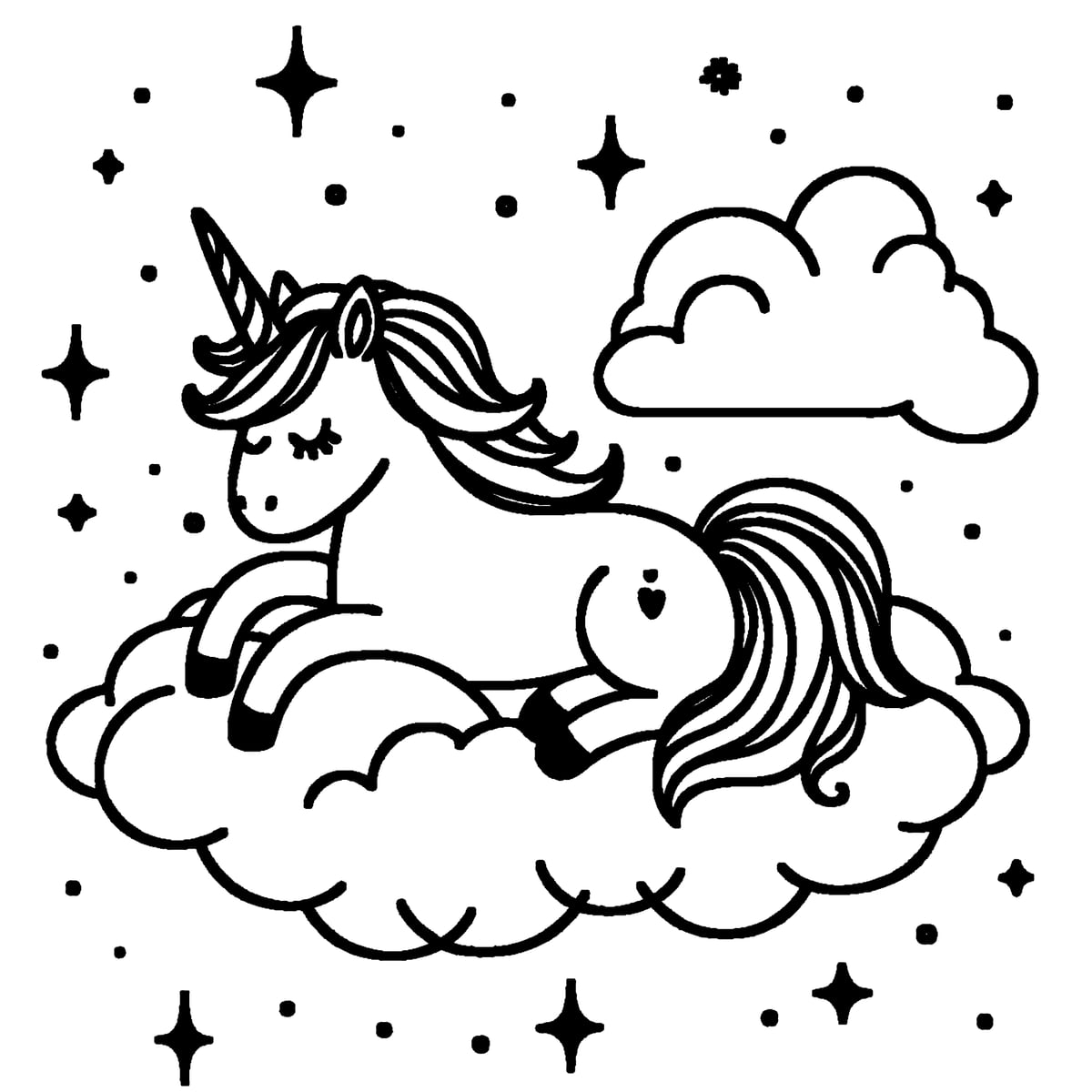 Unicorn, דף צביעה להדפסה לילדים