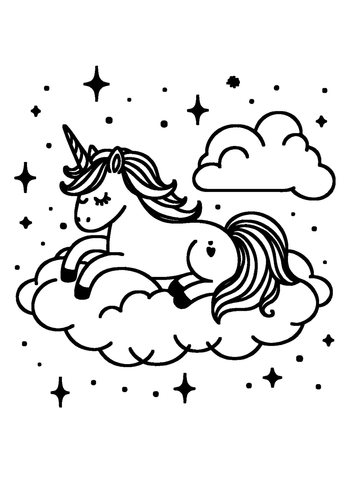 Magical Unicorn, דף צביעה להדפסה לילדים