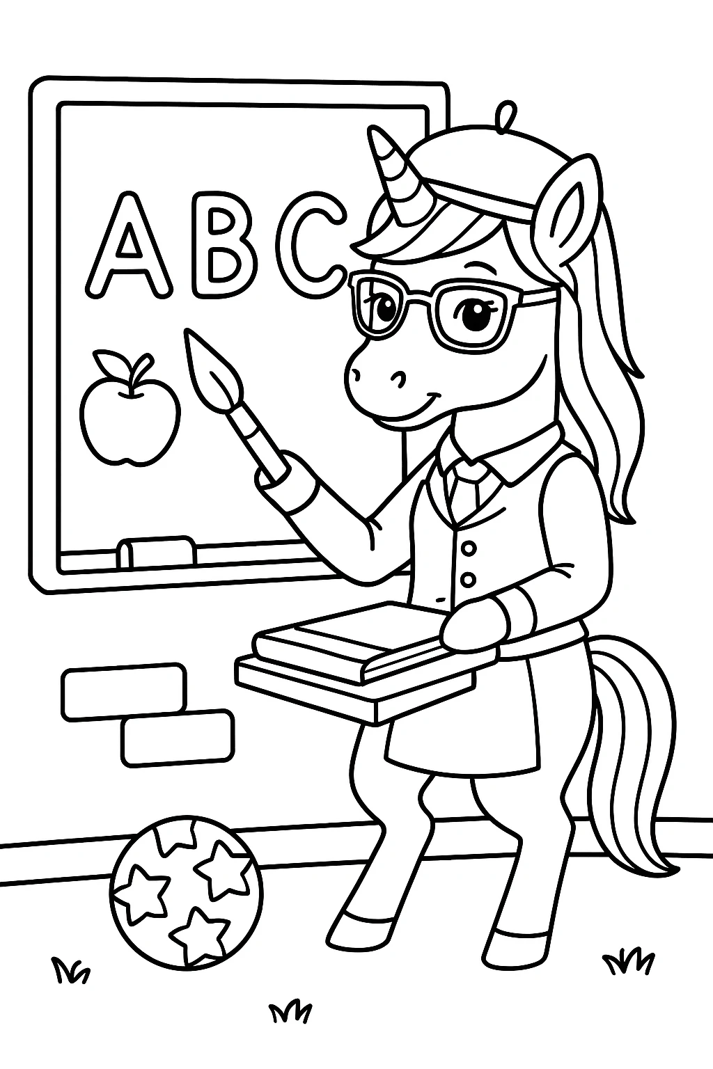 Unicorn Teacher, דף צביעה להדפסה לילדים