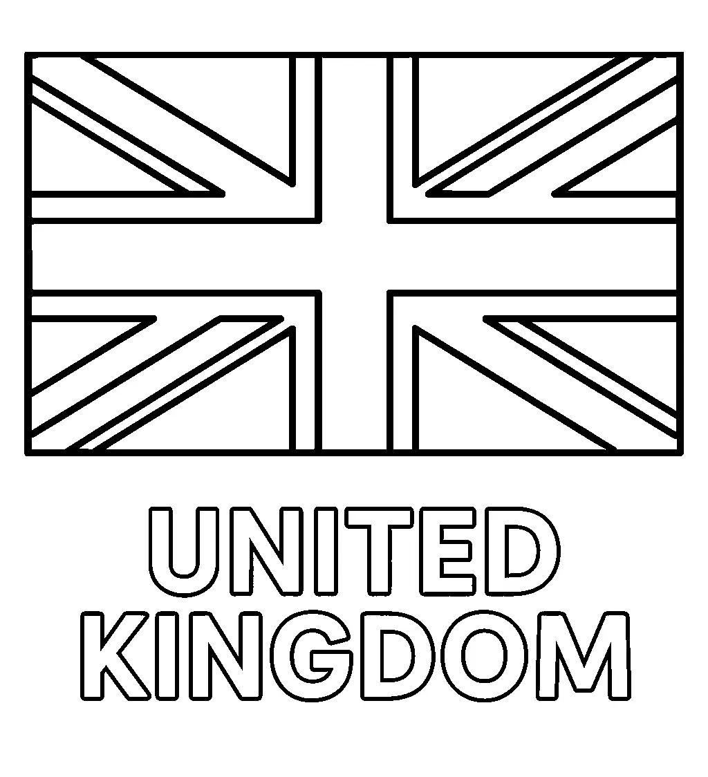 United Kingdom Flag, דף צביעה להדפסה לילדים