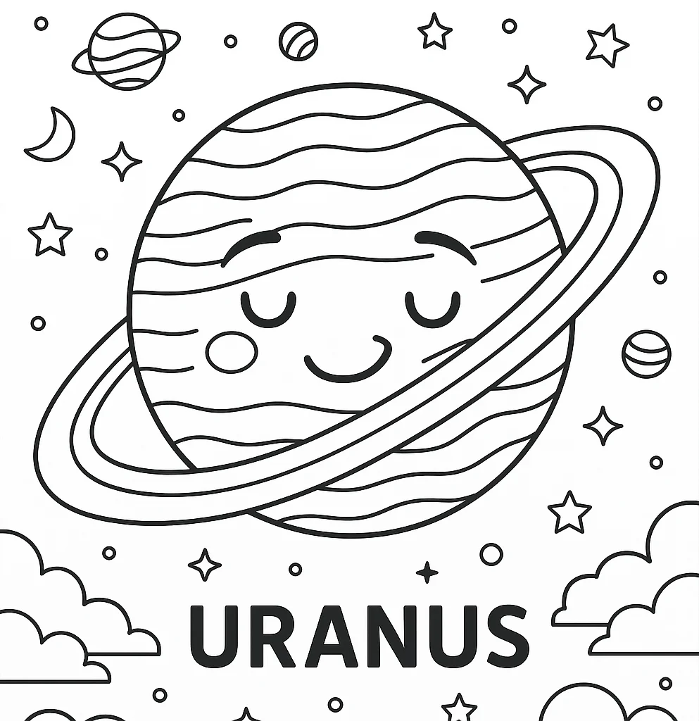 Uranus, דף צביעה להדפסה לילדים