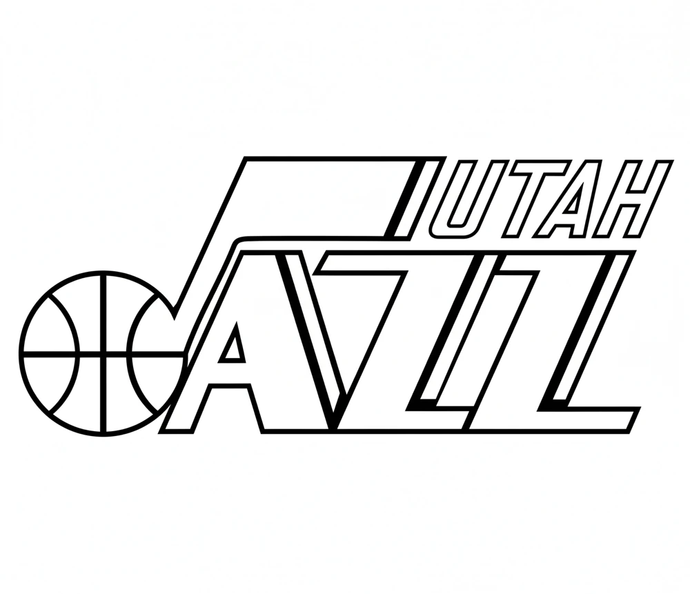 Página para Colorear del Logo de Utah Jazz, página para colorear imprimible para niños