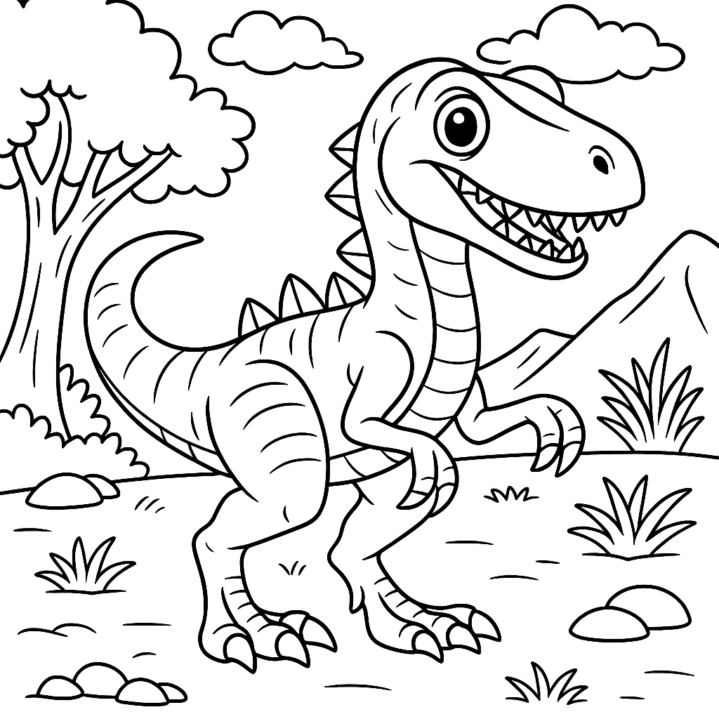 Velociraptor, דף צביעה להדפסה לילדים