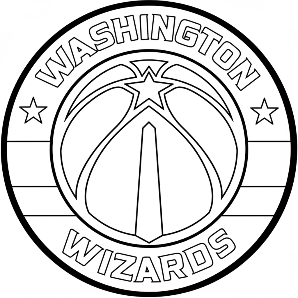 Página para Colorear del Logo de Washington Wizards, página para colorear imprimible para niños