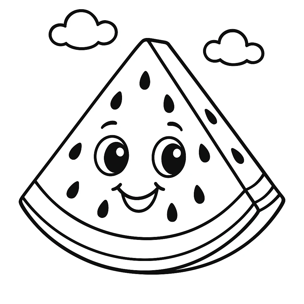 Watermelon, דף צביעה להדפסה לילדים