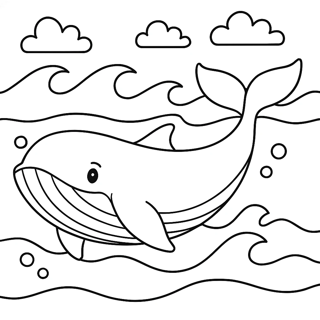 Whale, דף צביעה להדפסה לילדים