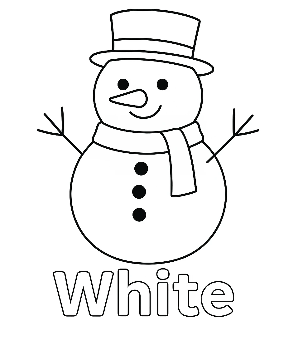 White Color - Snowman, דף צביעה להדפסה לילדים